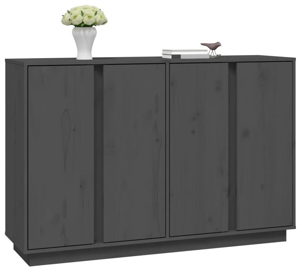 Aparador 120x35x80 cm madeira de pinho maciça cinza