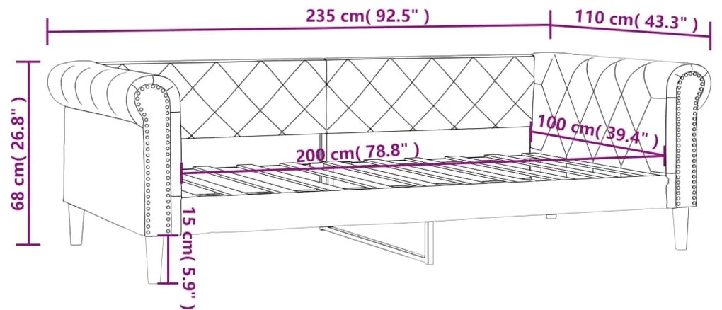 Sofá-cama 100x200 cm couro artificial branco