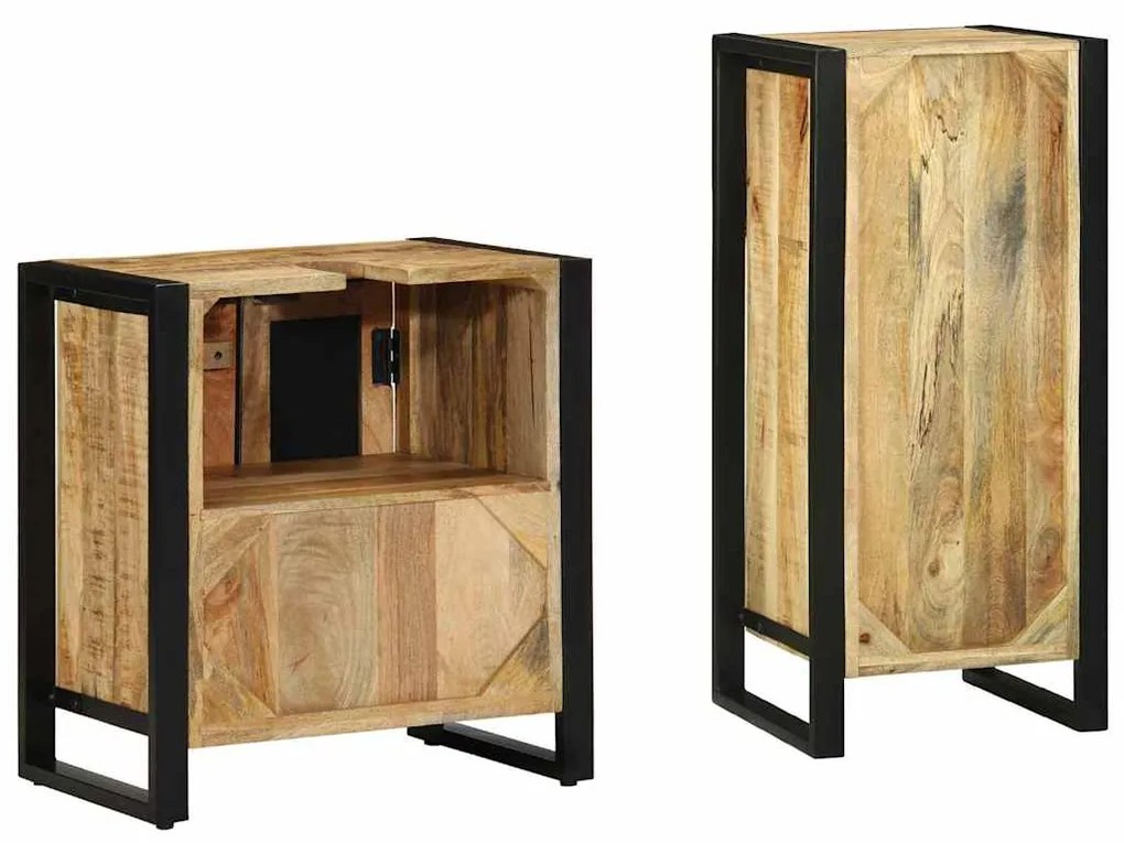 Conjunto de Móveis para Banheiro 2 pcs Madeira de manga maciça