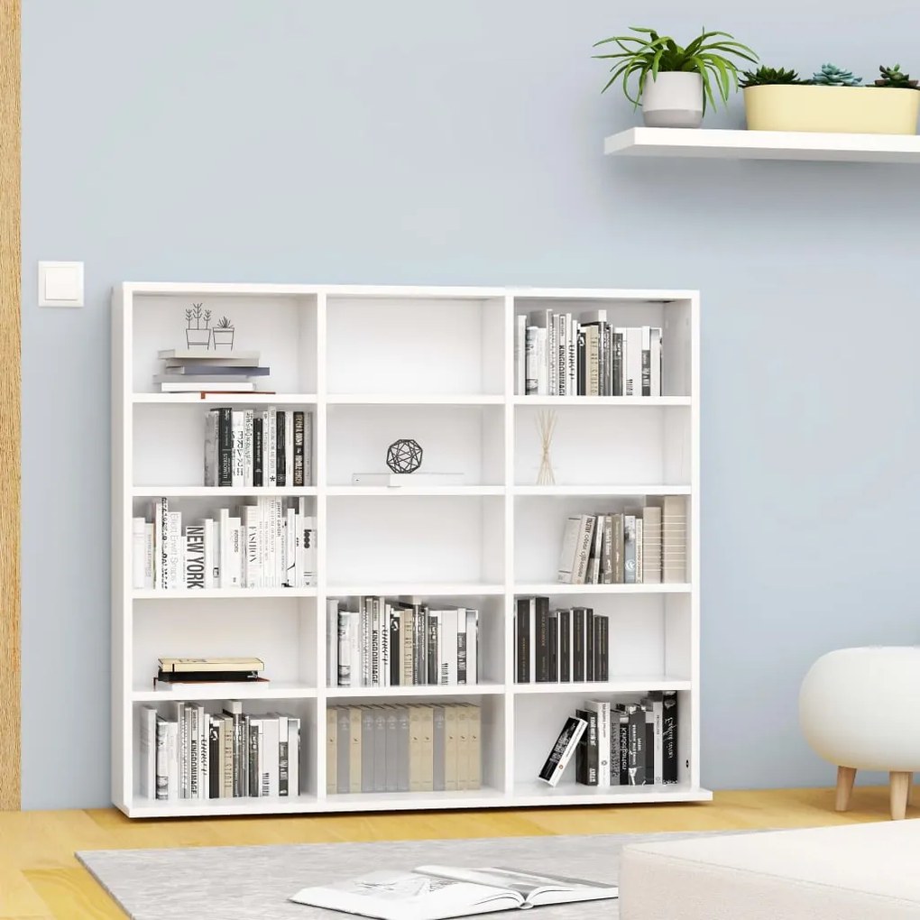 vidaXL Armário para CD 100x23x89,5 cm derivados de madeira branco
