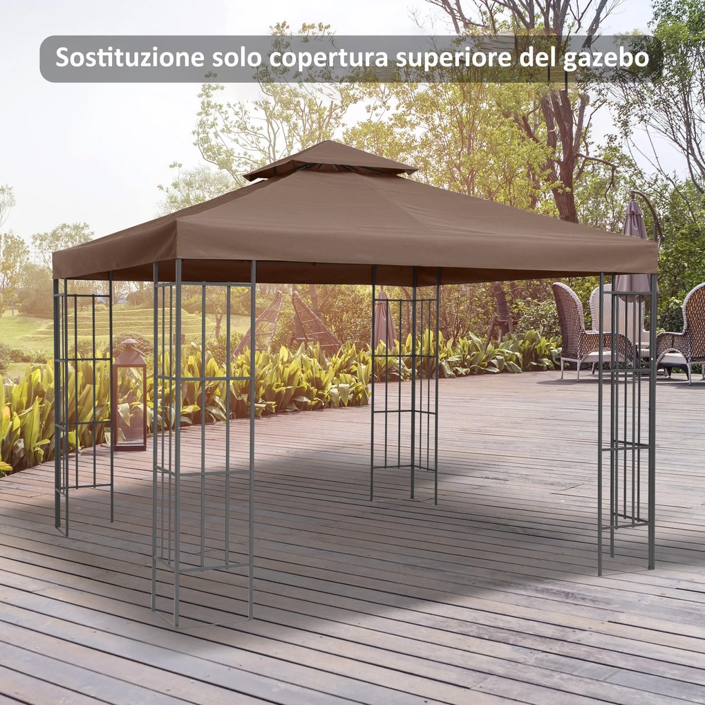 Cobertura/Lona de substituição para tenda de jardim (NÃO INCLUÍDA) 3 x 3 m Castanho