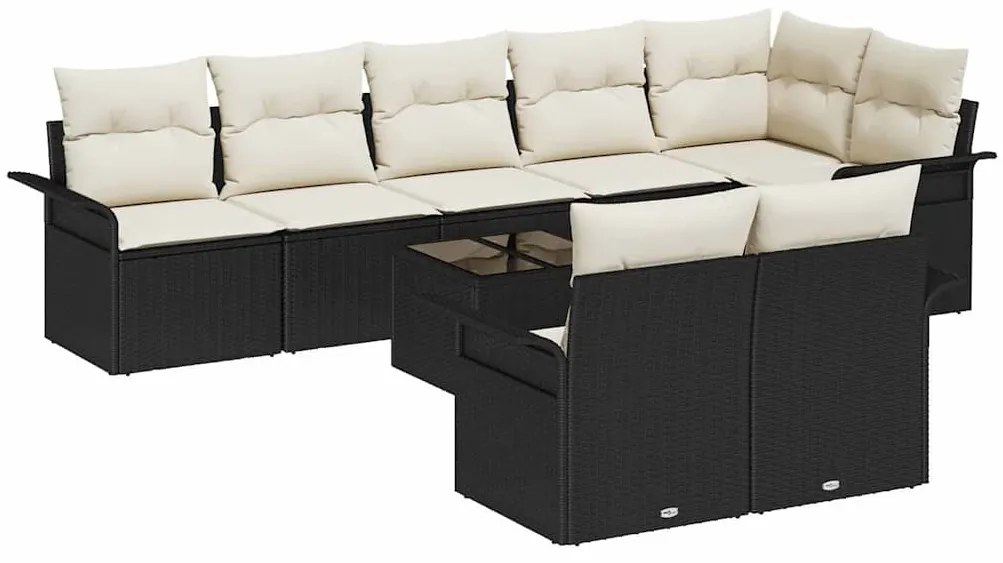 Conjunto de Sofá de Jardim vidaXL com 8 Peças e Almofadas Rattan Polié