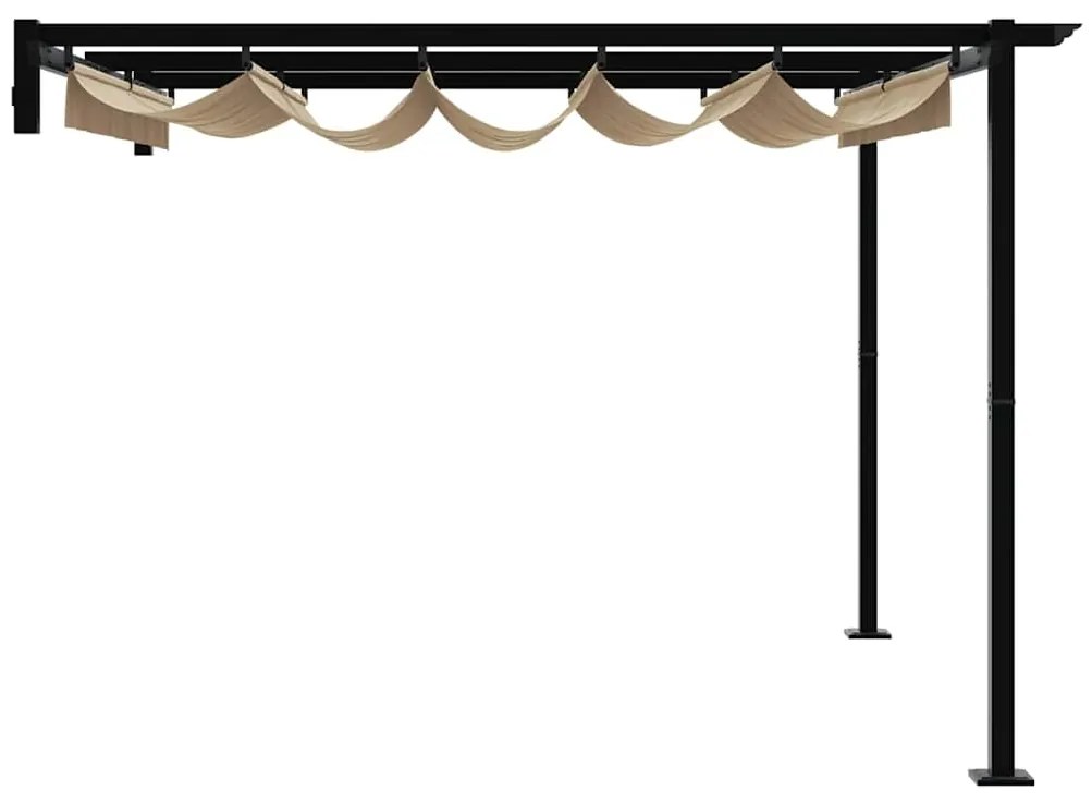 Gazebo Montado na Parede Cinzento-acastanhado 3 x 3 m Aço