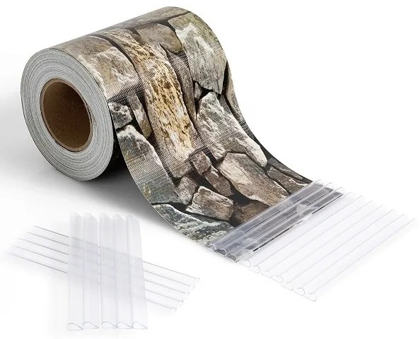 Revestimento para Cerca 3,4 kg de PVC 35 m x 19 cm com 20 Clips para Ruído, Vento e Folha de Protecção de Privacidade Pedra