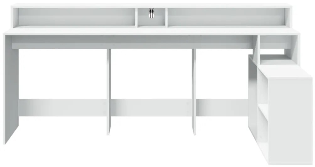 Secretária c/ luzes LED 200x104x91 cm derivados madeira branco