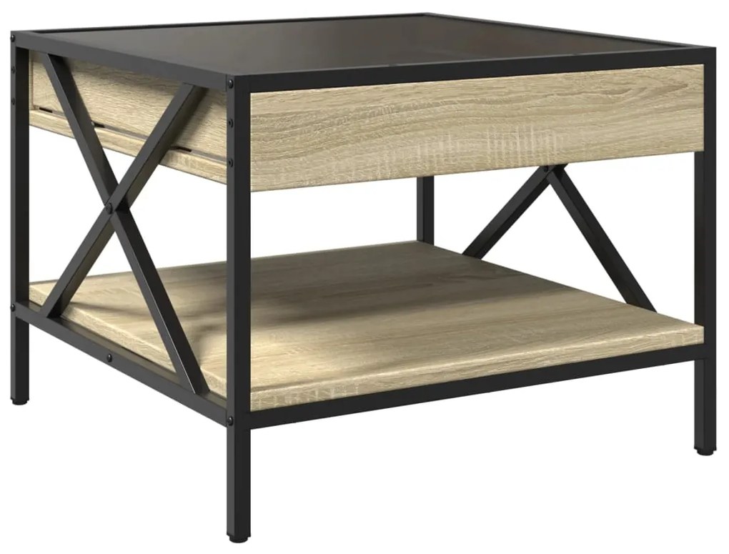 Mesa de centro luzes LED Infinity 50x50x38 cm carvalho sonoma