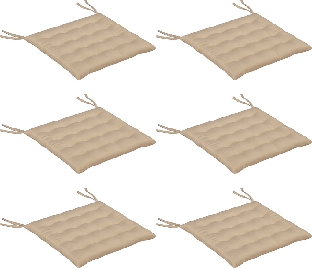 Outsunny Conjunto de 6 Almofadas para Cadeiras de Jantar 40x40 cm 6 peças Almofadas para Cadeiras de Jardim Acolchoadas Cáqui | Aosom Portugal