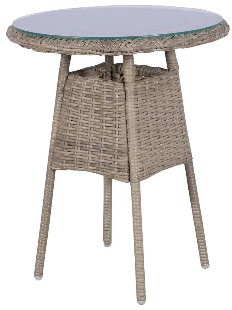 Conjunto bistrô com almofadões 3 pcs vime PE castanho
