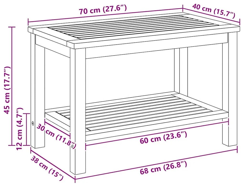 Mesa de Café 70x40x45 cm Madeira de Acácia Sólida