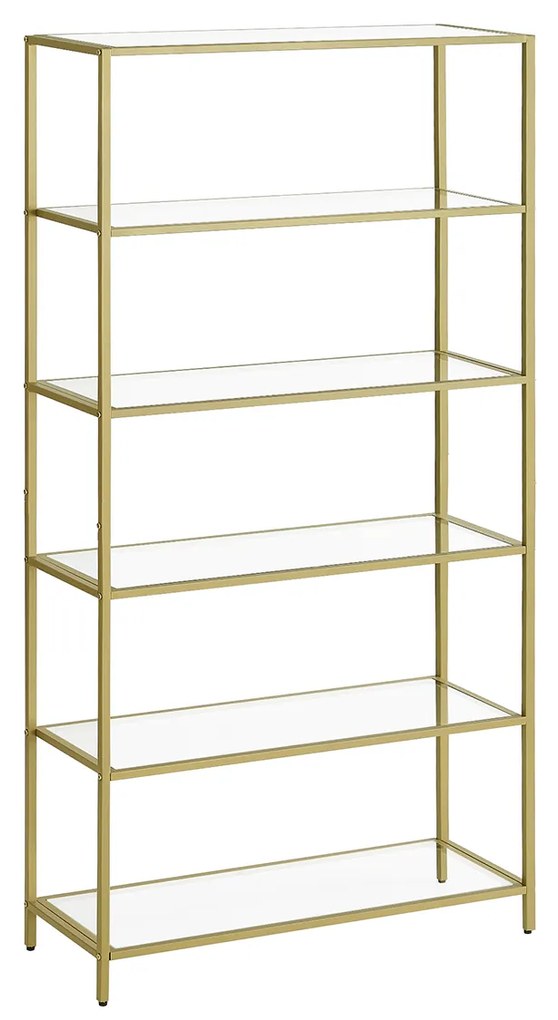 Estante estreita de 6 prateleiras com vidro temperado e estrutura de aço. | VASAGLE | 80 x 30 x 177,3 cm | LGT503A01.