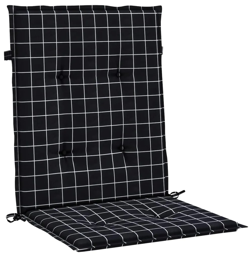 Almofadões cadeira encosto baixo 2 pcs tecido xadrez preto