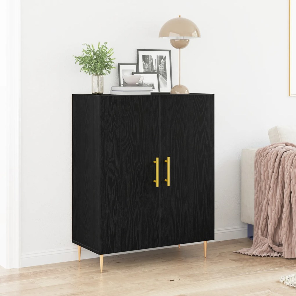 Buffet vidaXL Preto Carvalho 69,5x34x90 cm Madeira Semimanufaturada