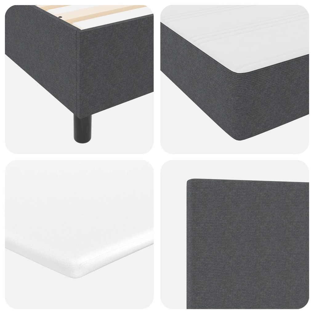 Cama Box com Colchão Cinza Escuro 160x200 cm Tecido de Corduroy