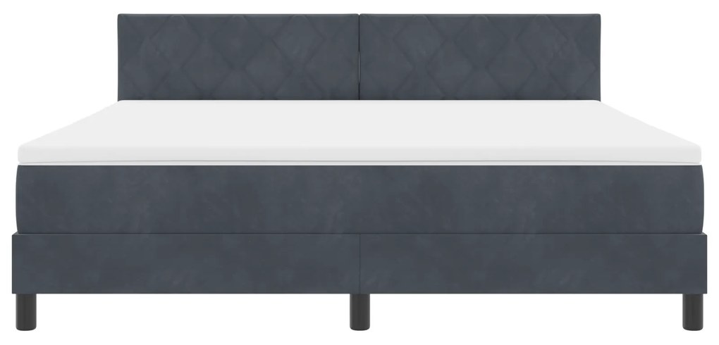 Cama Box Spring com Colchão Cinza Escuro Super King em Veludo