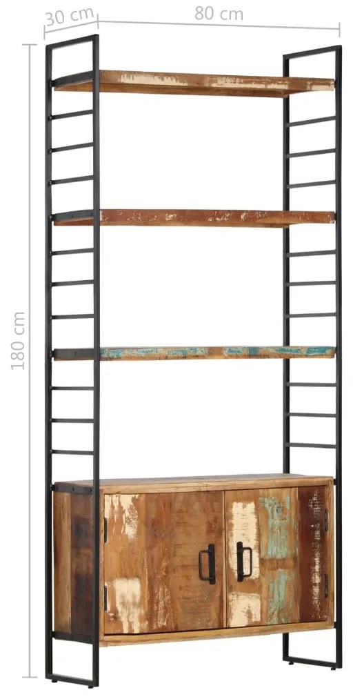 Estante c/ 4 prateleiras 80x30x180 cm madeira recuperada maciça