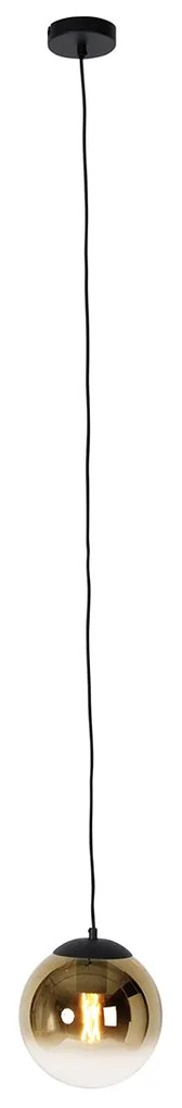 Candeeiro de suspensão inteligente preto com vidro dourado 20 cm incl. Wifi A60 - Pallon