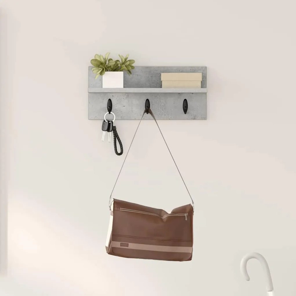 vidaXL Cabideiro de Parede Cinzento cimento 40 x 10.5 x 18 cm