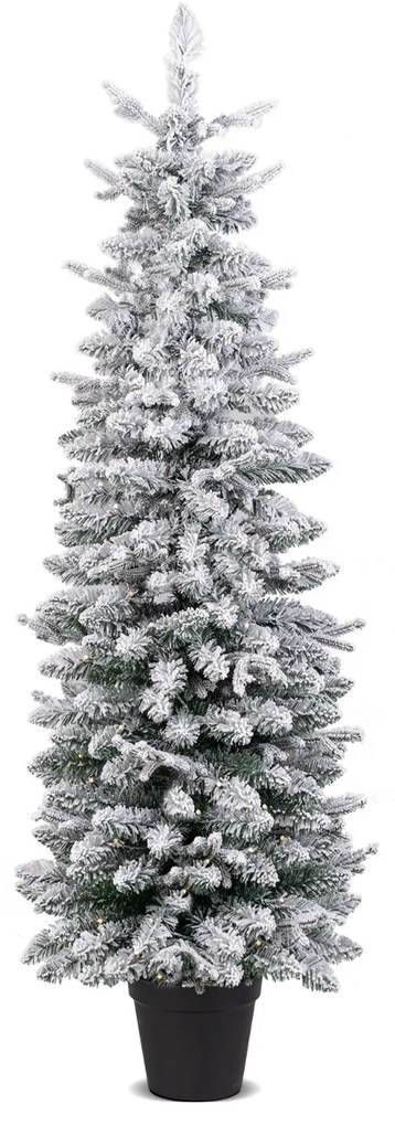 Árvore de Natal artificial com neve de 150 cm pré-iluminada com 249 ramos 120 luzes LED 8 modos de iluminação Verde e branca