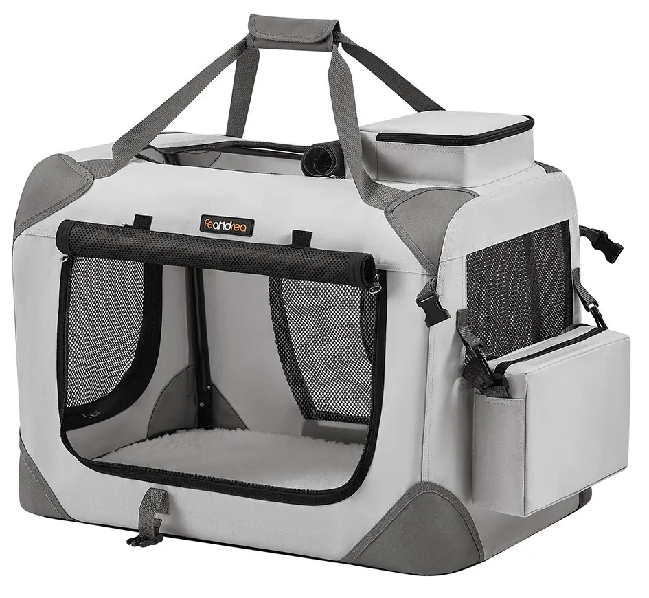 Transportadora para cães M em tecido Oxford com pegas 60 x 42 x 42 cm (C x L x A) cinzento