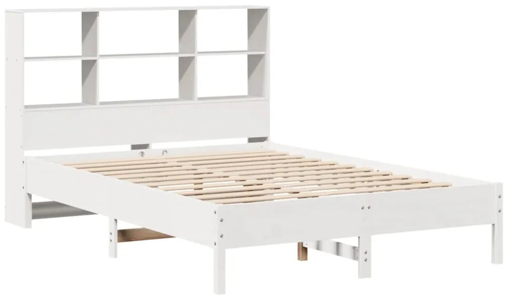 Cama com estante sem colchão 120x200 cm pinho maciço branco