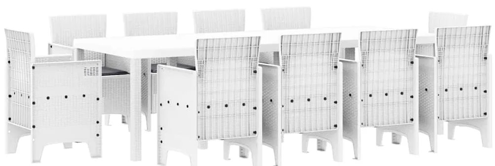 Conjunto de Jantar de Jardim 11 pcs Branco 250 x 100 x 73 cm