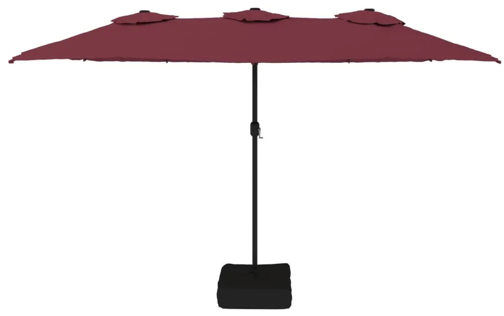 Guarda-sol de jardim com cabeça dupla 449x245 cm bordô