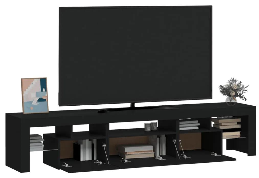 Móvel de TV com luzes LED 200x36,5x40 cm preto