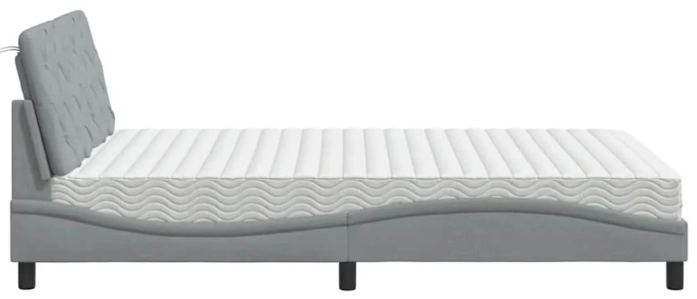 Cama com colchão 120x200 cm tecido cinza-claro