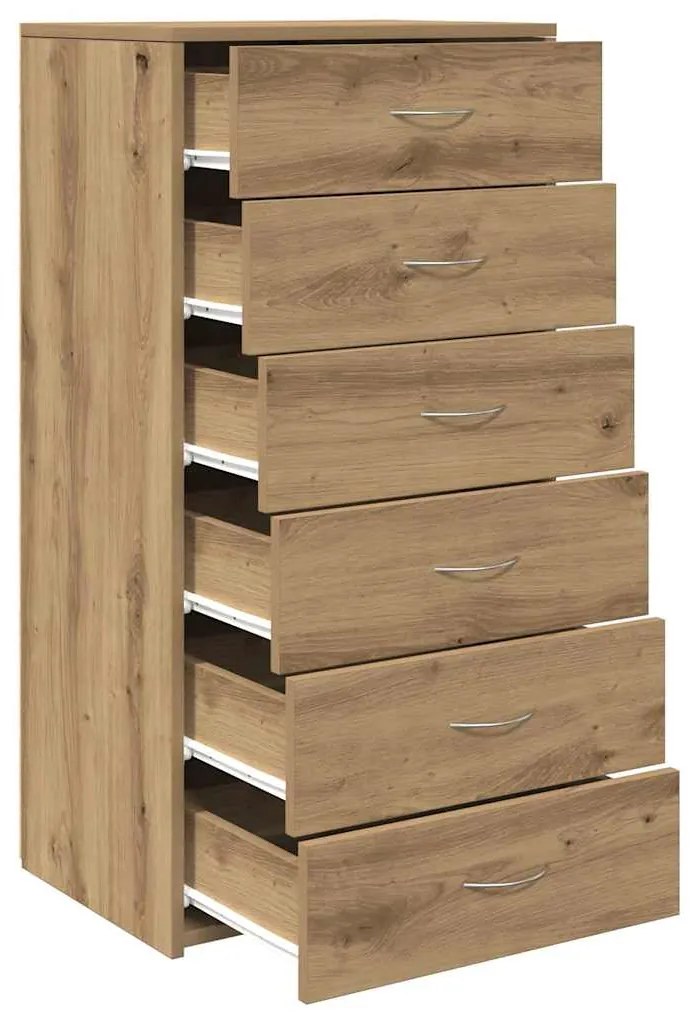 Aparador com 6 gavetas 50x34x96 cm madeira carvalho artisiano