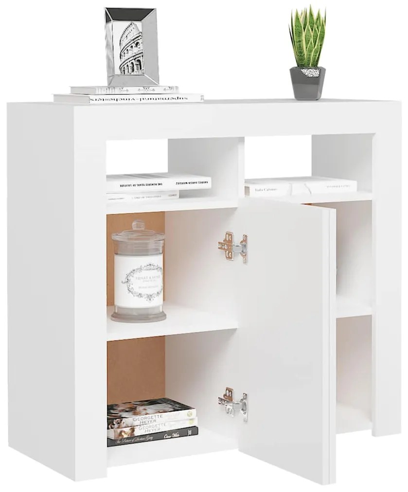 Aparador com luzes LED 80x35x75 cm branco