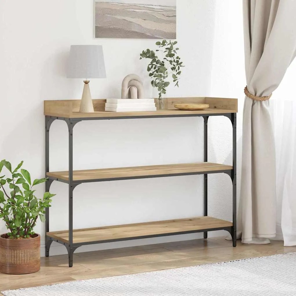 vidaXL Mesa Console com prateleira carvalho artisiano 100 x 30 x 80 cm