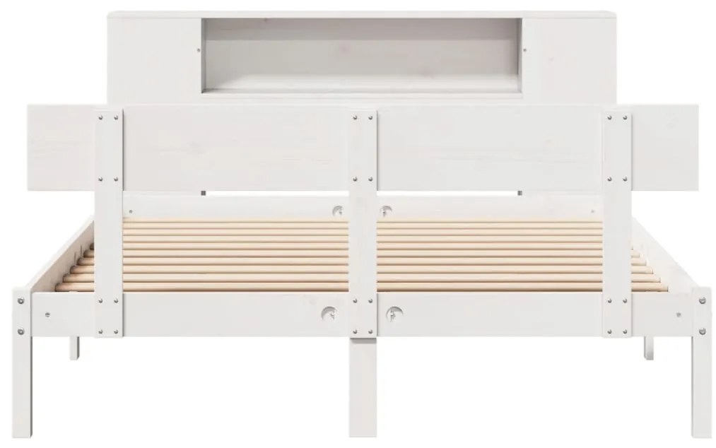 Cama com estante sem colchão 120x200 cm pinho maciço branco