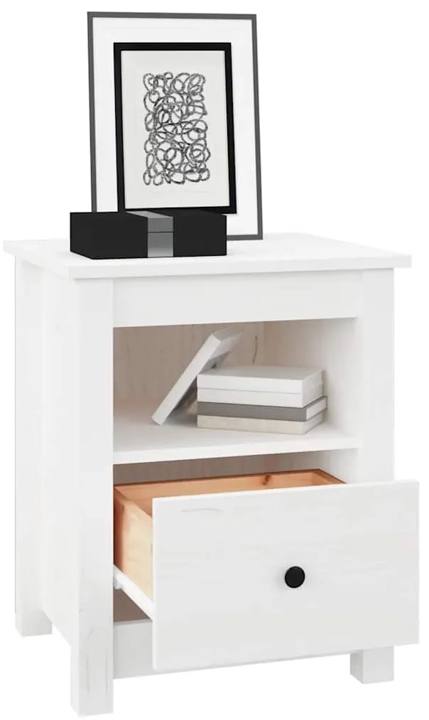 Mesas de cabeceira 2 pcs 40x35x49 cm pinho maciço branco