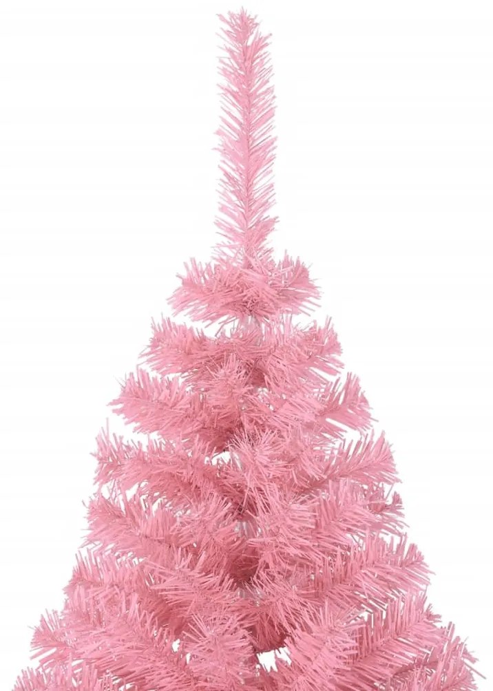 Meia árvore de Natal artificial com suporte 240 cm PVC rosa