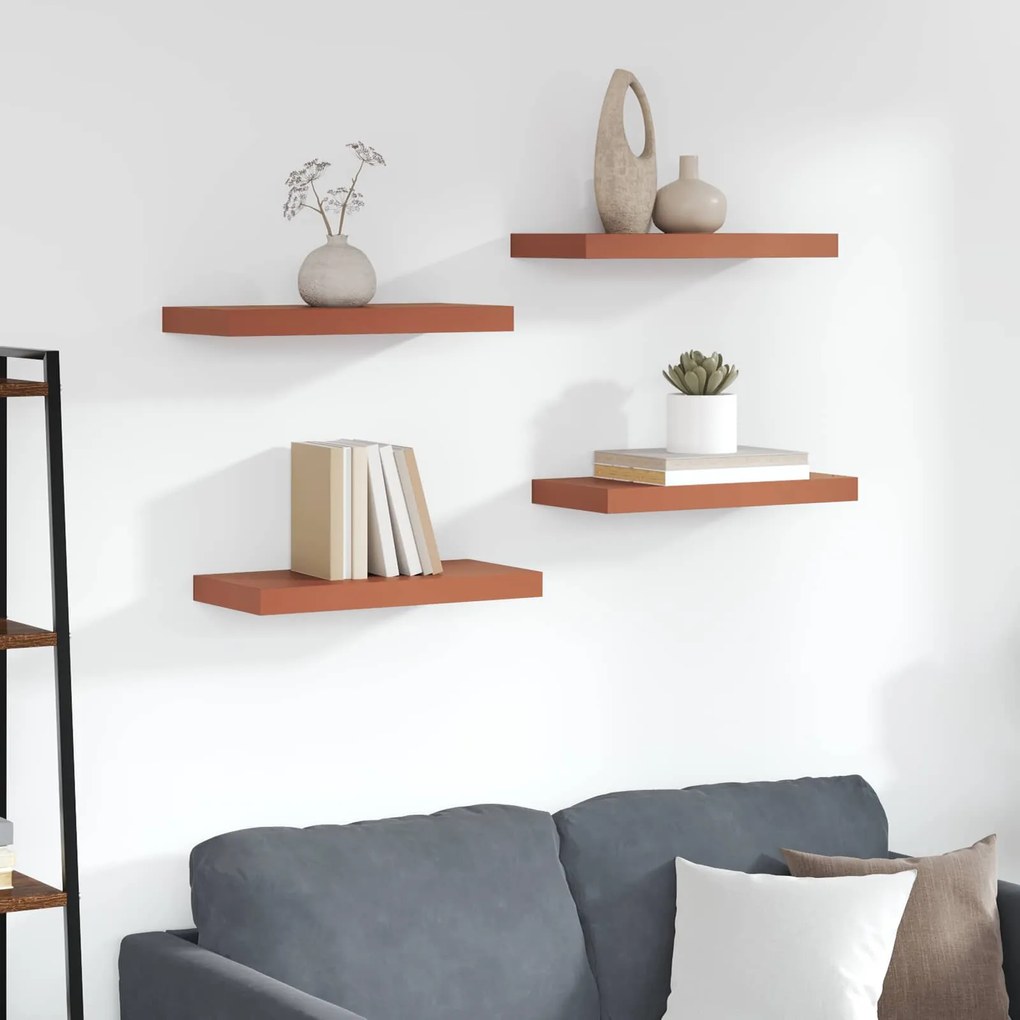 vidaXL Prateleira de Parede 4 pcs Vermelho 50 x 23 x 4 cm