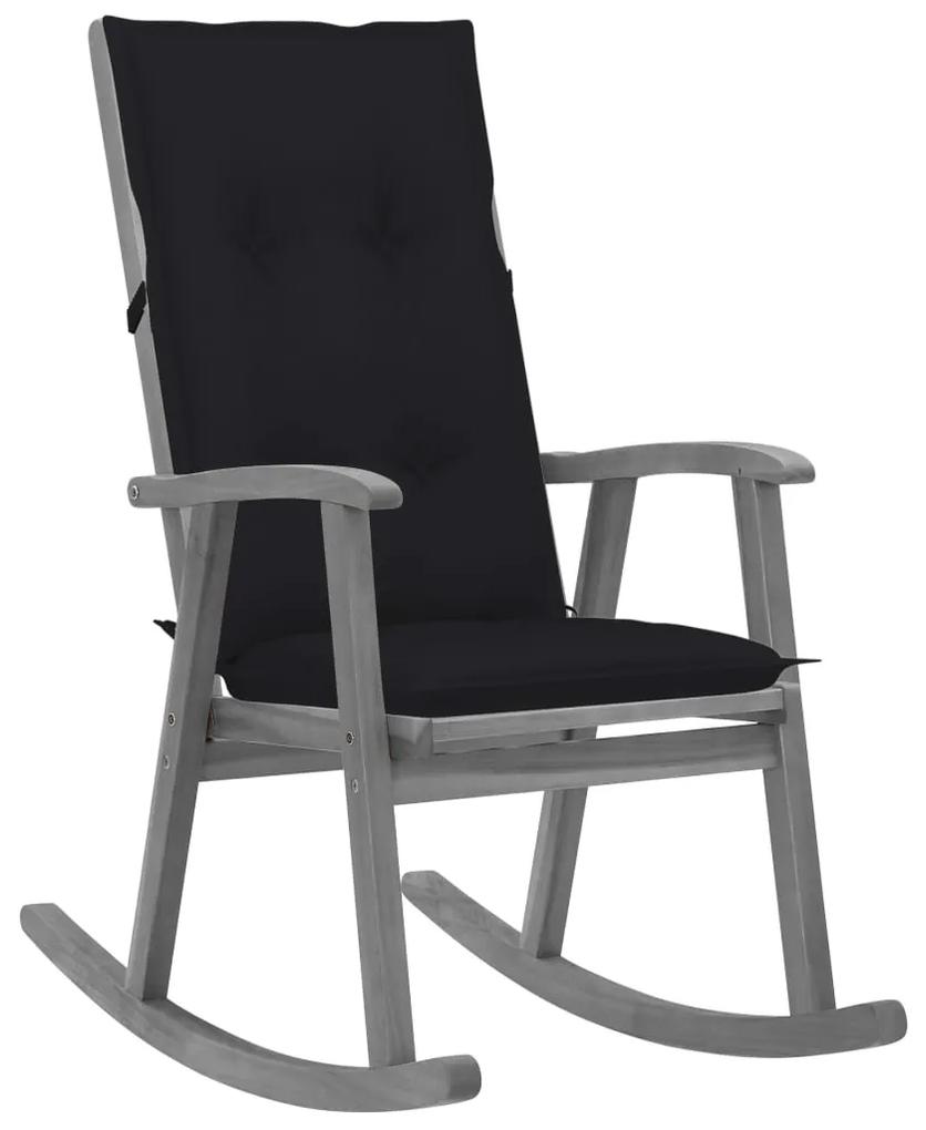 3064231 vidaXL Cadeira de baloiço com almofadões acácia maciça cinzento