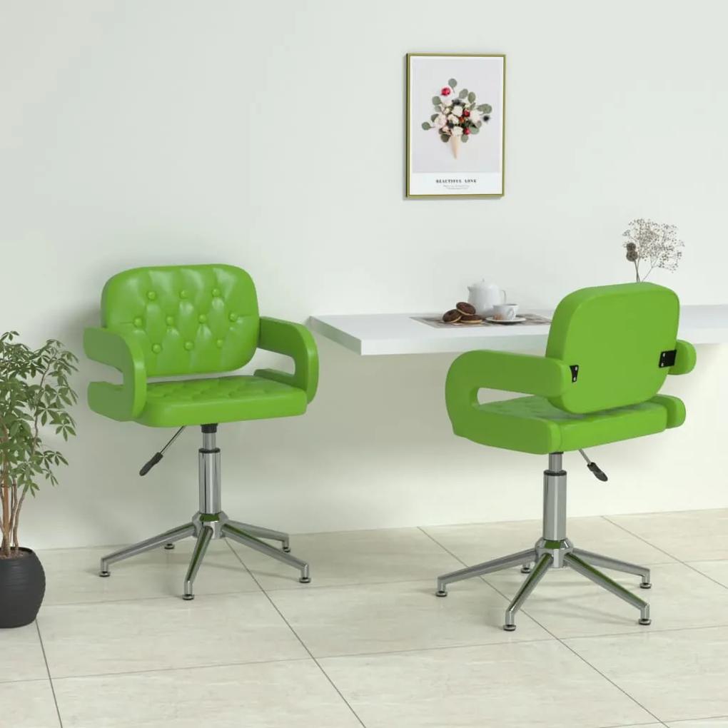 Cadeiras de jantar giratórias 2 pcs couro artificial verde