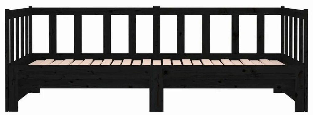 Sofá-cama de puxar 2x(80x200) cm pinho maciço preto