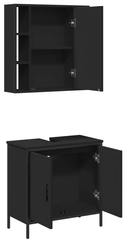 2 pcs conjunto móveis casa de banho derivados de madeira preto