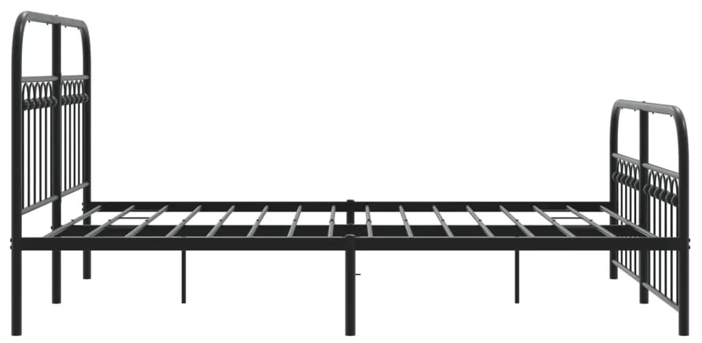 Estrutura de cama com cabeceira e pés 137x190 cm metal preto