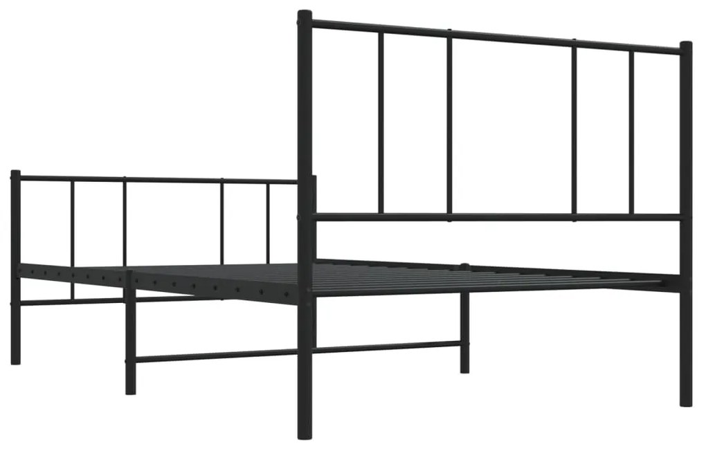 Estrutura de cama com cabeceira e pés 107x203 cm metal preto