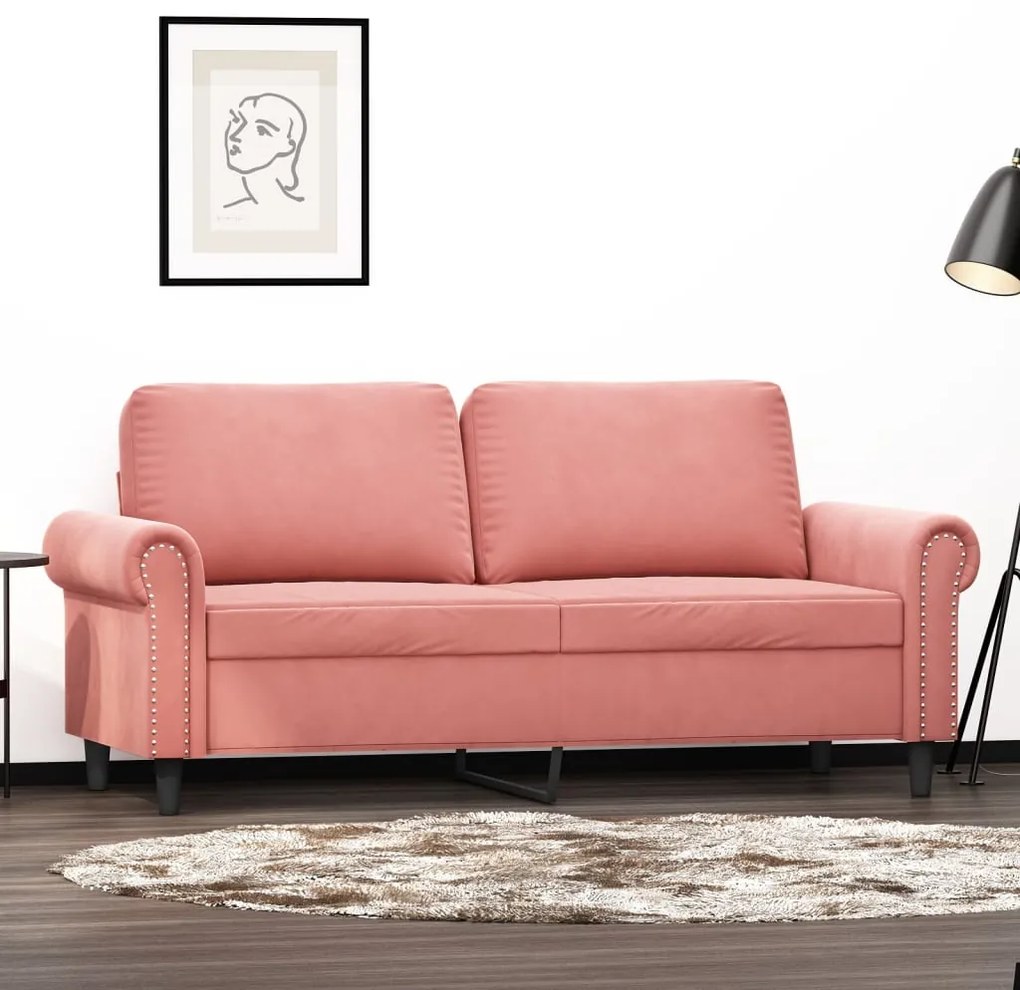 vidaXL Sofá de 2 lugares veludo 140 cm rosa