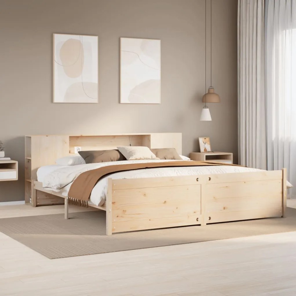 Cama com estante sem colchão 180x200 cm pinho maciço