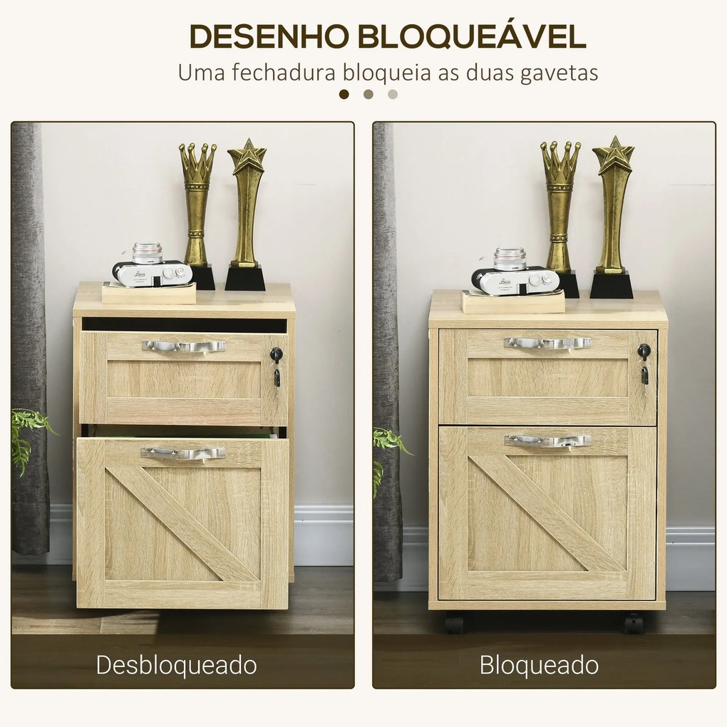 Bloco de Gavetas para Escritório com 2 Gavetas Bloco de Gavetas com Ro