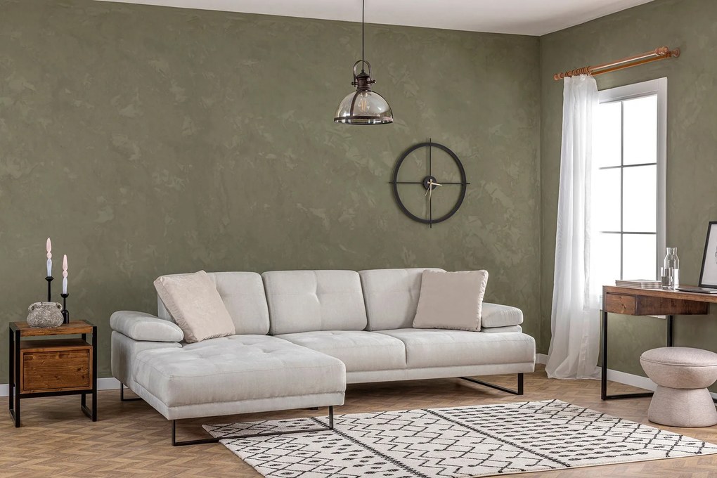 Sofá de Canto Mustang – Bege – 174x314 cm