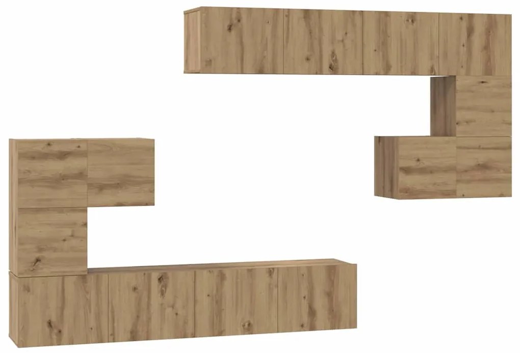 Conjunto de móvel de TV 8 pcs Carvalho Artesanal