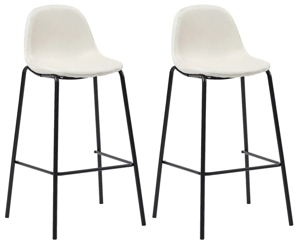 vidaXL Bancos de bar 2 pcs tecido cor creme
