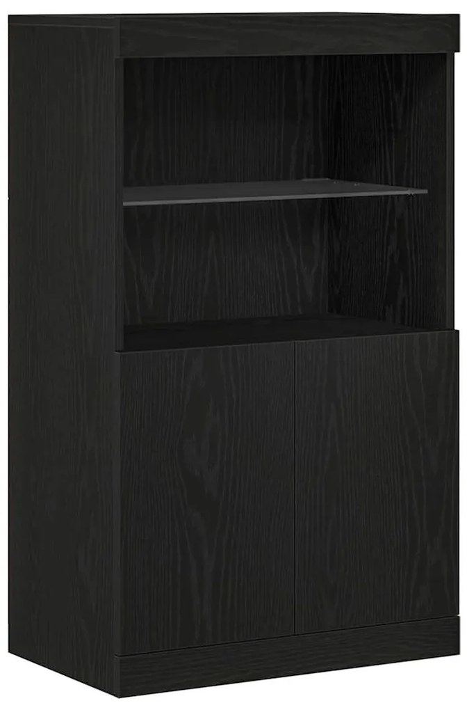 Sideboard vidaXL com luzes LED Carvalho Preto 60x37x100 cm