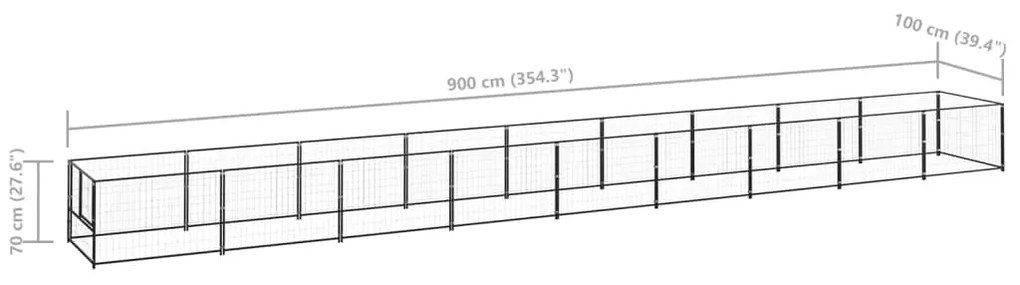 Canil para cães 9 m² aço preto