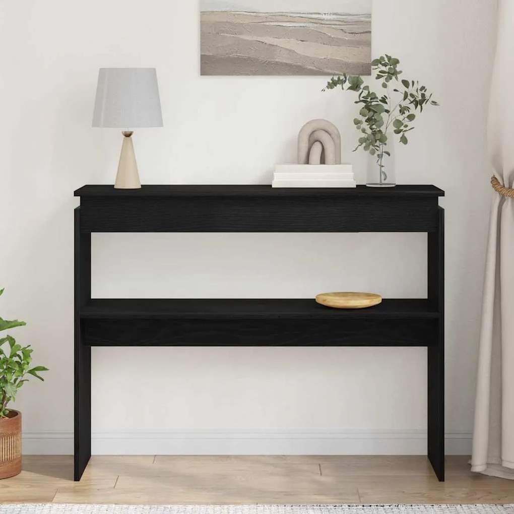 Mesa de Consola vidaXL em Madeira de Carvalho Preta 80x30x102 cm